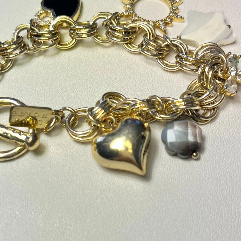 Luna Norte Gold Tone CZ Charm Bracelet Toggle Clasp - Picture 6 of 12